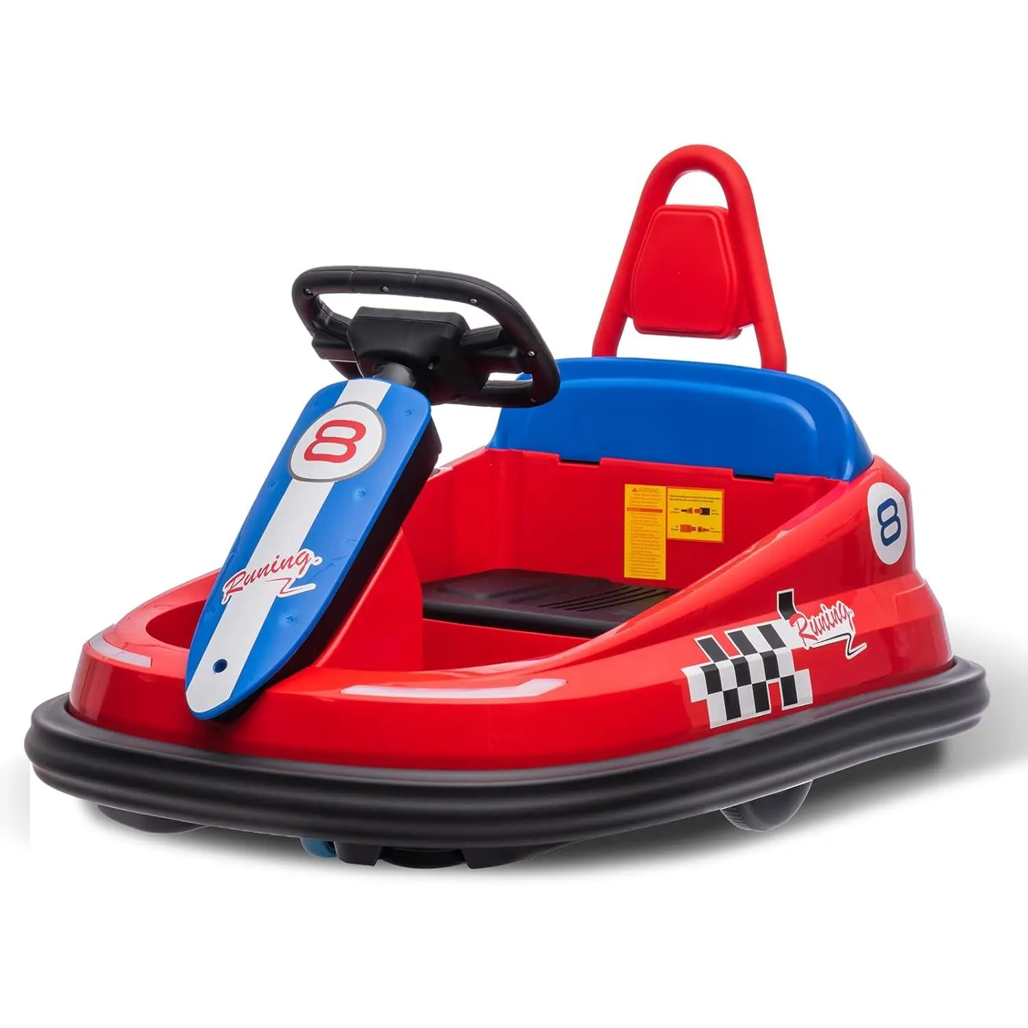 【Christmas Gift】Red 6V Electric Bumper Car For Toddlers Ages 2 To 6 With 360 Degree Spin Steering Wheel Light Music Horn Adjustable Seat Belt Safe Construction Red