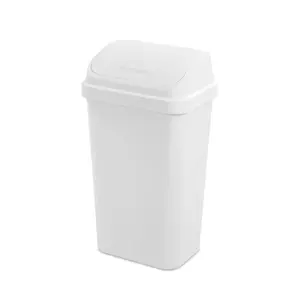 Sterilite 13 Gal Swing Top Lidded Wastebasket Kitchen Trash Can, White (8 Pack)