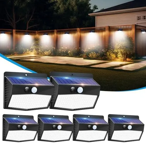 Outdoor Solar Wall Lights with Motion Sensor, Auto ON/Off, Dusk till Dawn, 138 LED Security Lights, Waterproof & Weatherproof, 3 Lighting Modes, Energy-efficient for Garden Fence Pathway Deck Porch Garage Backyard, Solar Pathway Lamp, Solar Outdoor Lights
