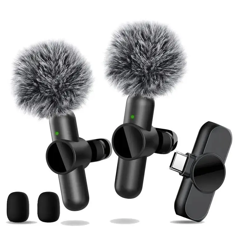Portable Wireless Lavalier Microphone, Professional Wireless Collar Clip Mic for iPhone & Android Phone, Lapel Mic for Video Recording, Teaching, Interviews, Podcast, Audio, Live Podcast Equipment, Live Broadcast Equipment, USB Rechargeable Mic