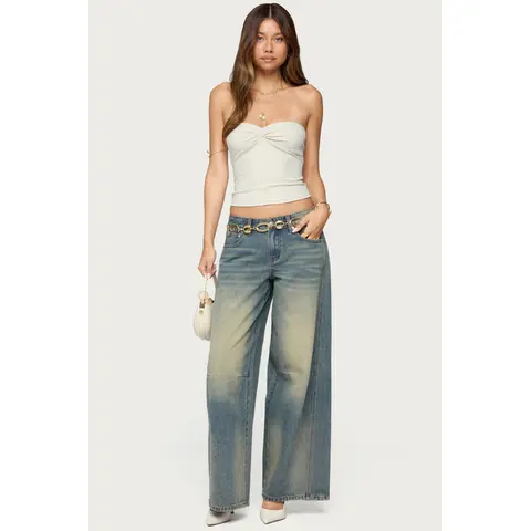 Washed Low Rise Baggy Jeans