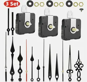 DIY Clock Repair Kit - 3 Movements with 5 Sets of Hands for Accurate Quiet Operation & Versatile Styling - Ideal for Home Office Craft Projects
