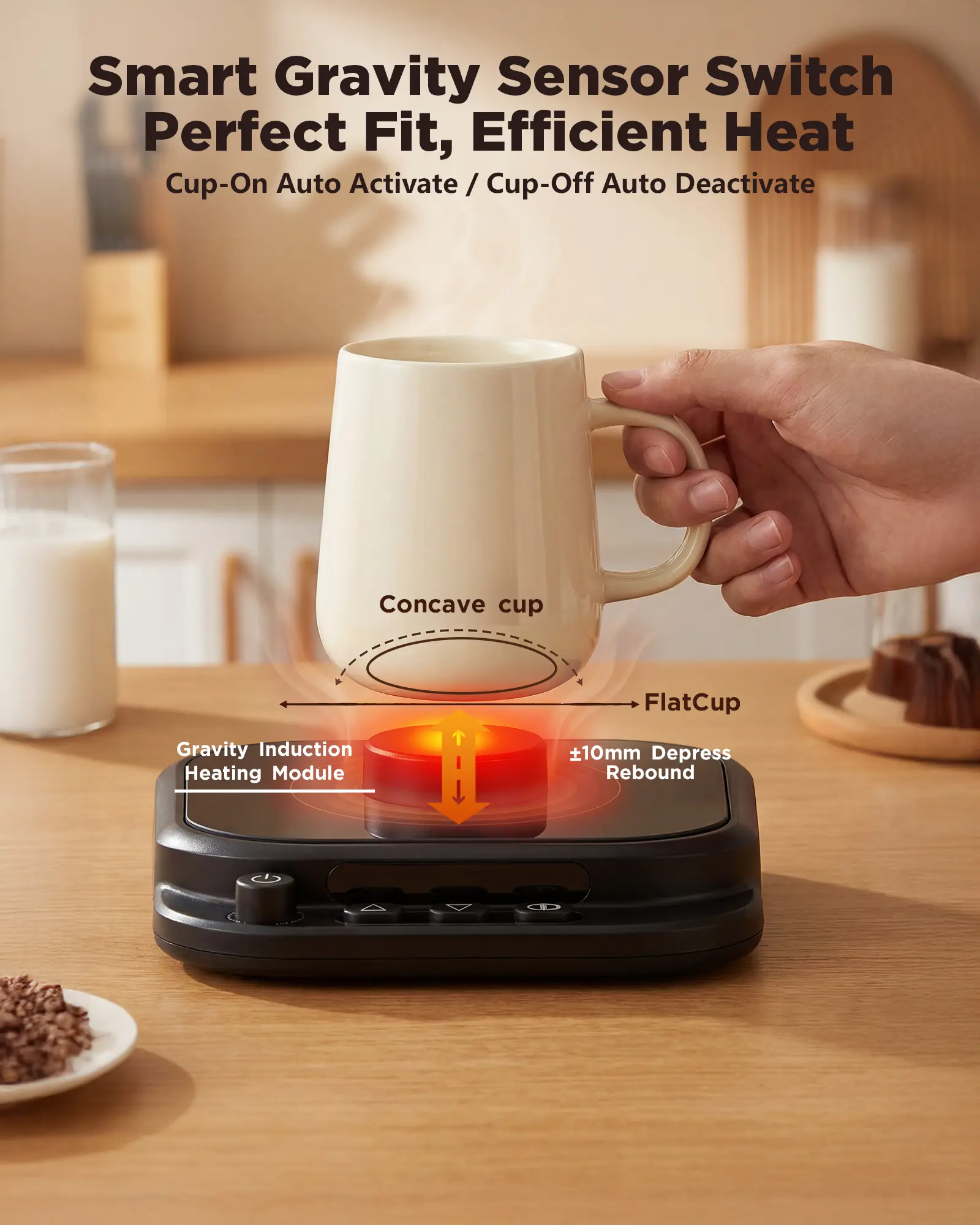 Coffee Mug Warmer for Desk 7 Temp Settings 1-12H Timer Auto Shut Off Smart  Gravity Sensor and Electric Beverage Warmer for Coffee Tea Graphene Heating  Technology Waterproof Easy-Clean Design - TikTok Shop