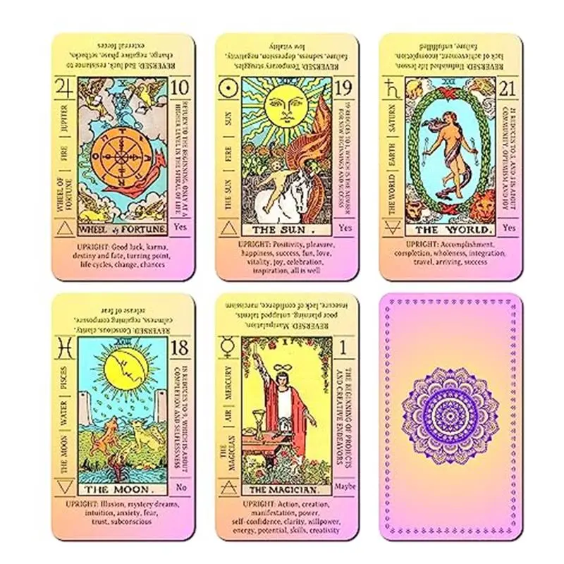 Learning Tarot Cards for Beginners with Meanings on Them, Cute Sunset Tarot Cards Set Unique, with Keywords, Beautiful Rider Waite Tarot Desks, Cute Beginner Tarot Cards Deck Pink