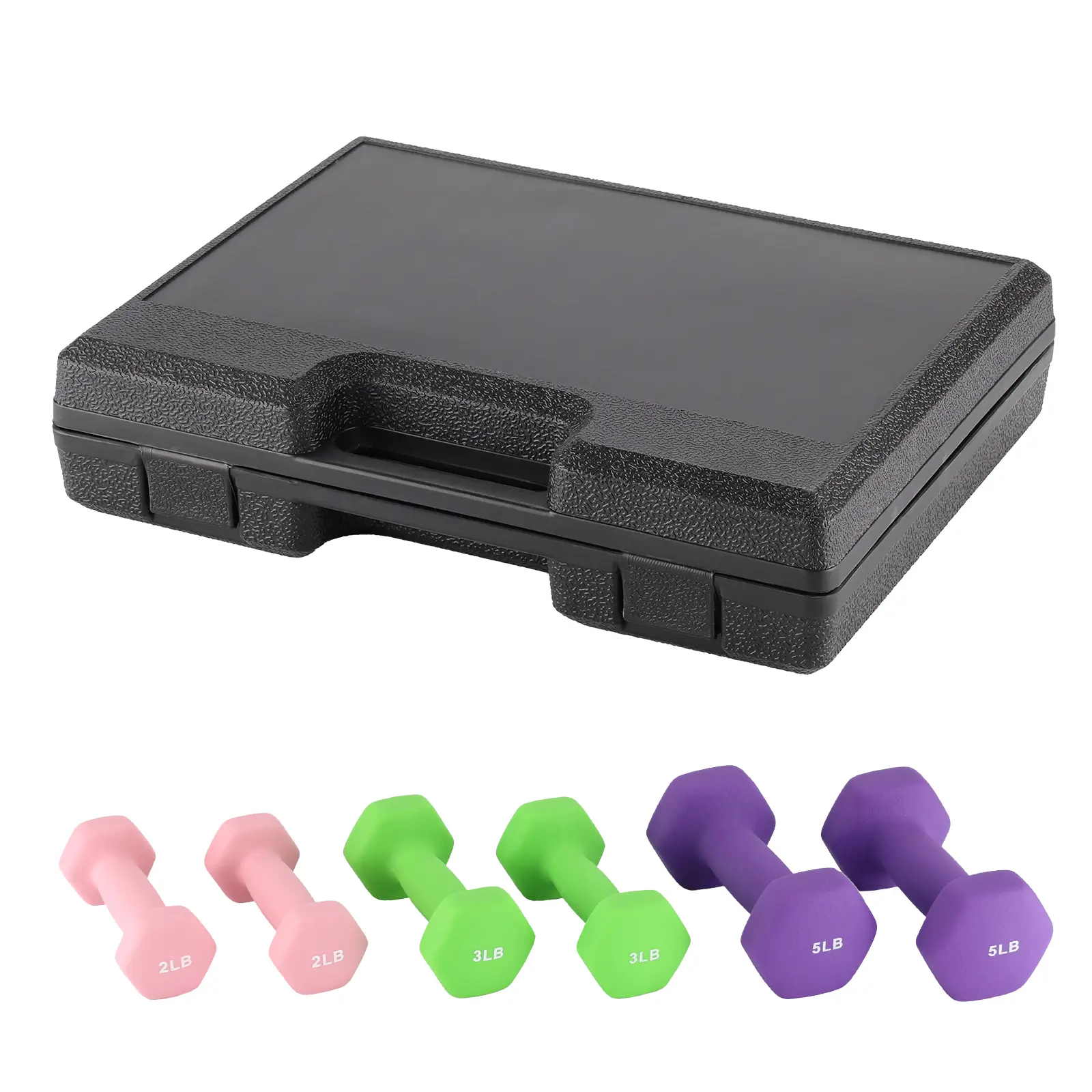 Neoprene Dumbbell Set for Women, Light Dumbbell Set 2+3+5 LB with Storage Plastic Case, Packed In Pairs, Set of Small Weights for Home, Living Room, Bedroom