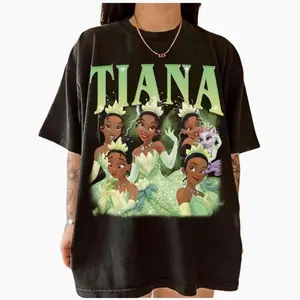 Tiana Potrait Shirt Funny Tee, Tiana and Frog Princess Tees, Kiss Frogs Vintage Graphic T-shirt Family 2026 Trip Gifts