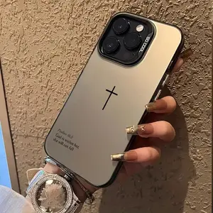 Acrylic Anti-Drop Phone Case Casing with Cross Pattern Print, Compatible with iPhone Models, Perfect Christmas Gift, Ideal for Friends & Family