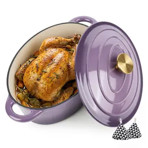 4.5QT Enameled Cast Iron Dutch Oven with Lid – Perfect for Stews, Baking & One Pot Meals Cookware outdoorfun