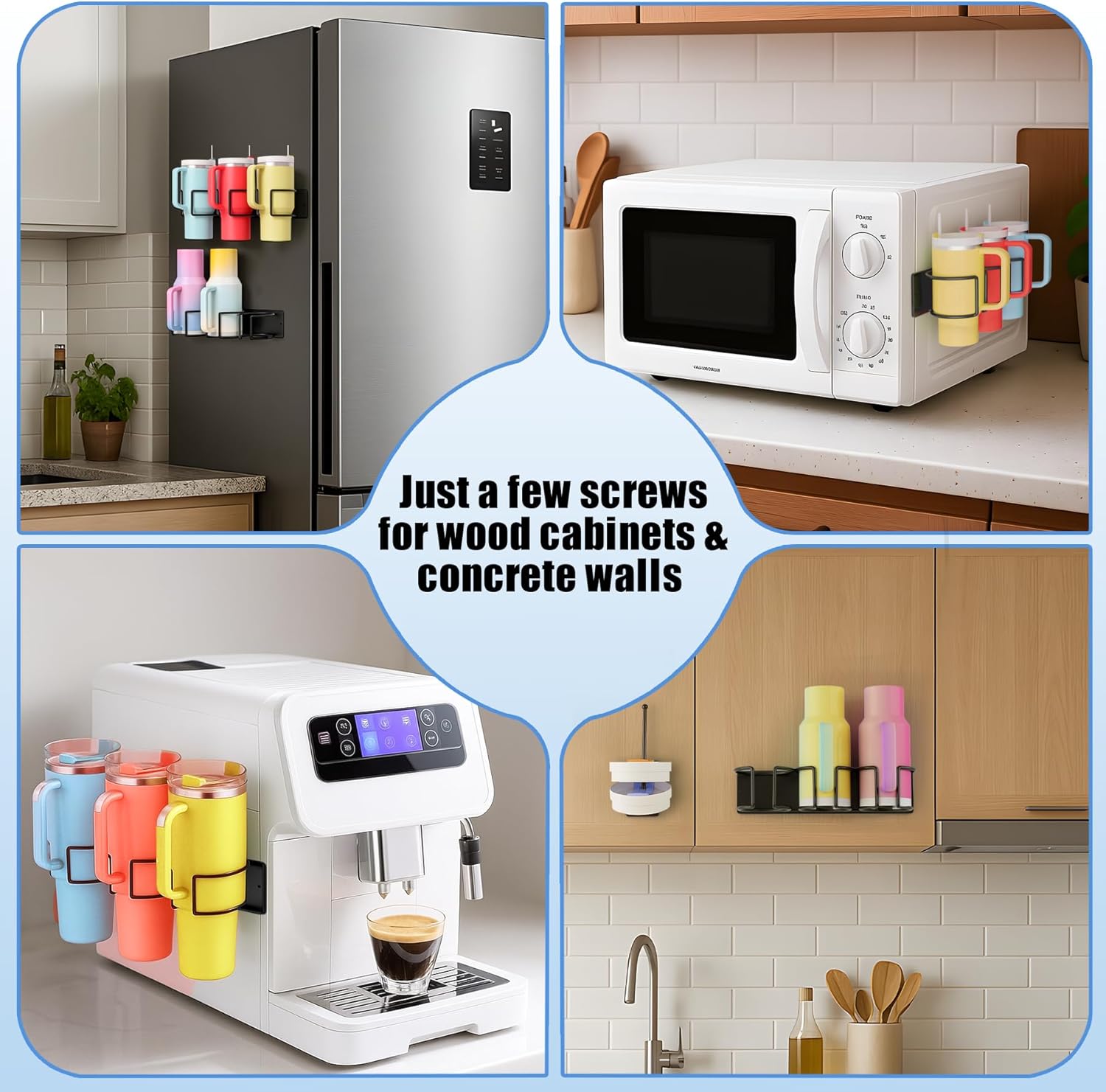 Magnetic Stanley Cup Holder for Fridge, 2 Pack Tumbler Organizer with Lid Organizer for Stanley 40 oz Stanley Cup Rack Tumbler Holder Storage Water Bottle Storage Organizer for Stanley Cup