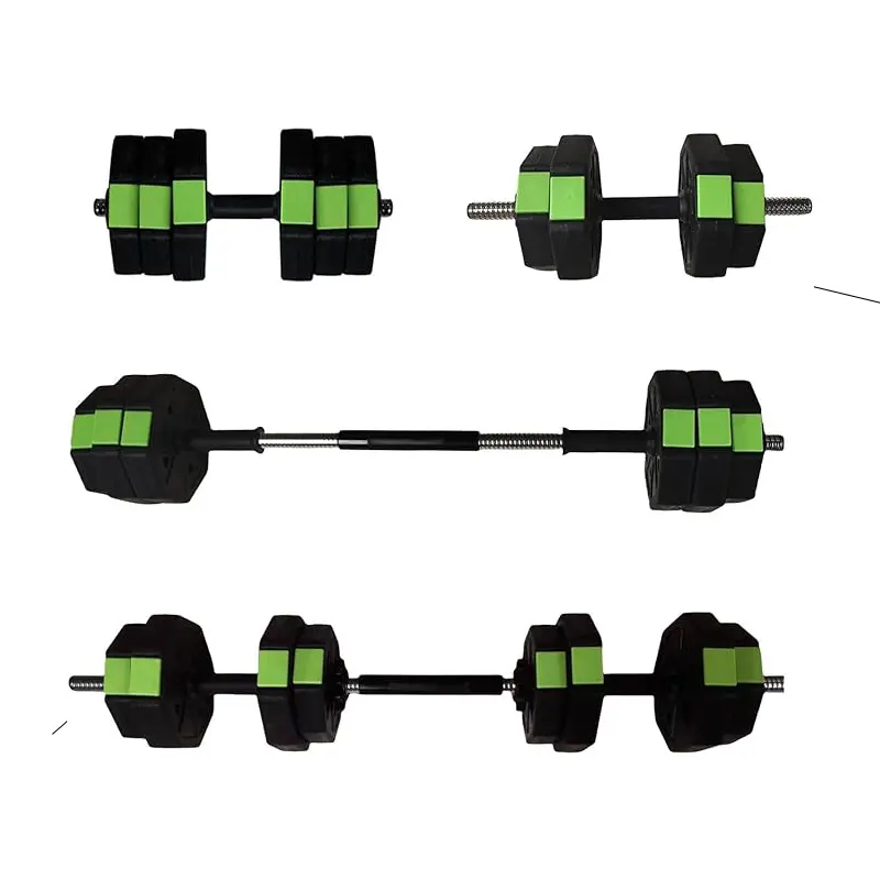 2-in-1 Adjustable Dumbbells Set for Home Gym, 20kg/14kg Weight Lifting Gear with Iron Handles, Octagon Head, Green & Black Design, Adjustable Dumbbells Weight Lifting