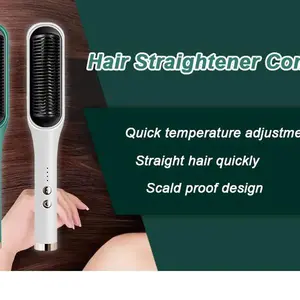 YPH Straightener Curler 2 In1 hairbrush Electric Hot Comb Lisseur De Cheveux dual-use Ceramic heating Styling Tool
