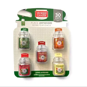 Yankee Candle Holiday Car Jar Ultimate Air Freshener 5 Pack Assorted Scents Balsam Cedar Macintosh Cinnamon Spiced Pumpkin Christmas Cookie Long Lasting Festive Aroma