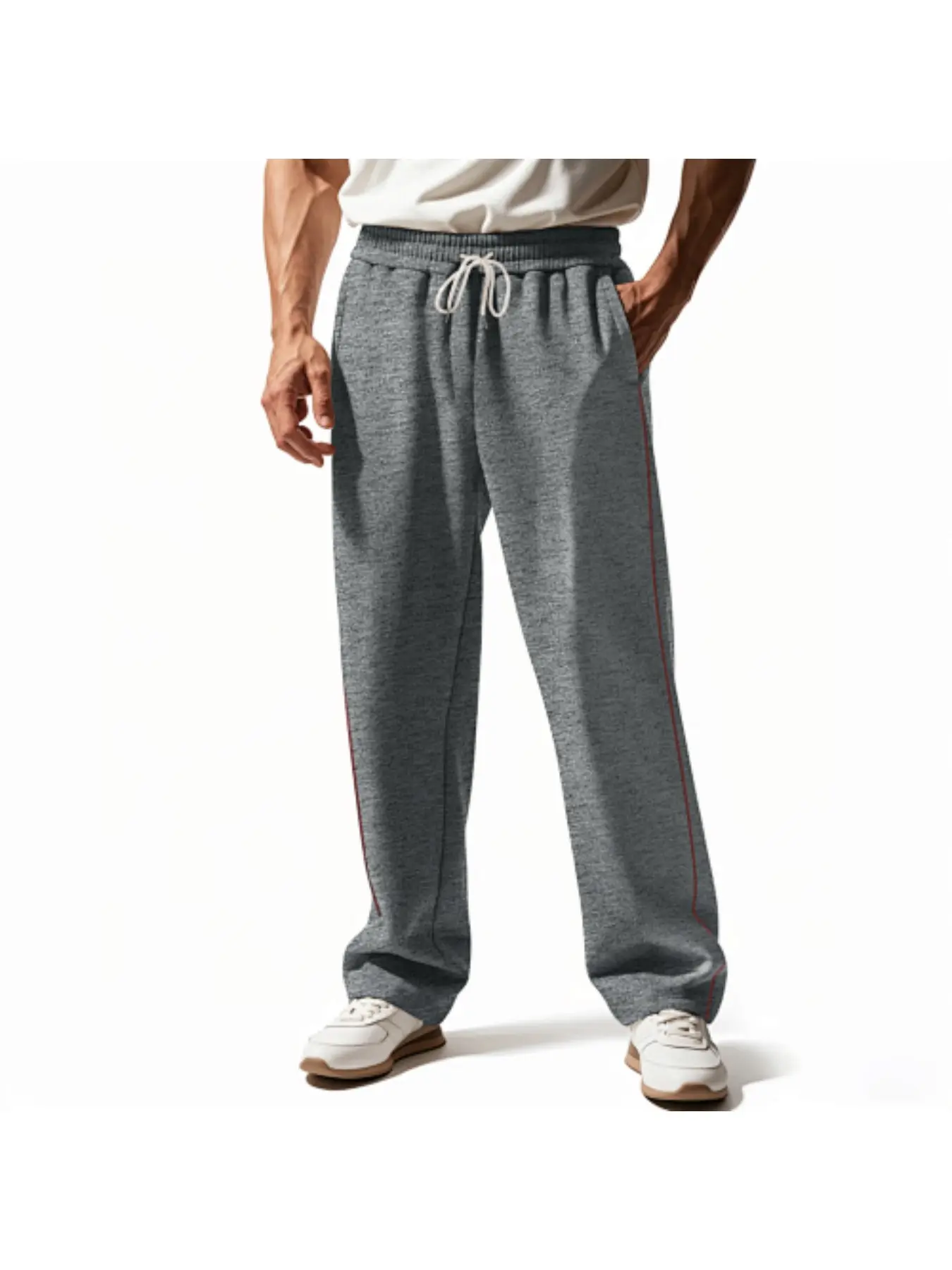 Men's Spring & Autumn Wear-Resistant Heavyweight French Terry Loose Curved Sports Sweatpants
