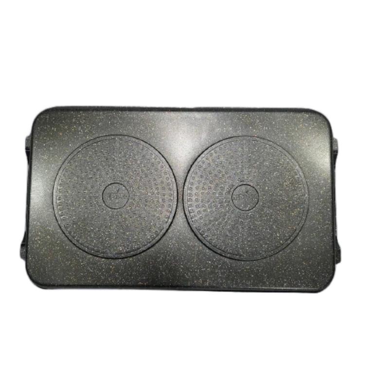 Neware double Griddle Marble coated COMAL with HANDLES for all types of stoves Aluminium Cookware Induction Nonstick Pan Handles Silicone