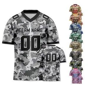 Custom Camouflage American Football Jersey Personalized Camo Shirts with Printed Team Name Number Gift for Men Women Youth Kids