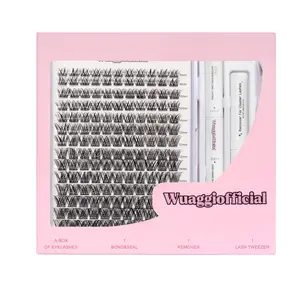 Wuaggi Official DIY SIMPLE Cluster Lash Kit - Lightweight Synthetic Lash Clusters for Natural & Glam Looks - Beginner-Friendly Makeup Tool