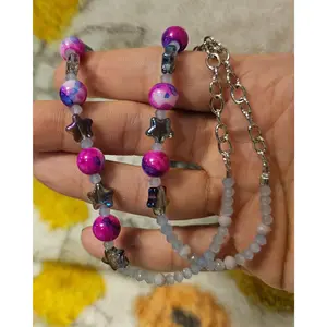 9.5" Fuschia Stars Necklace