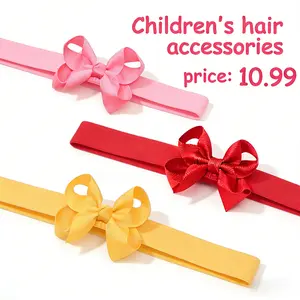 12pcs 3inch solid color bow hair accessory set,  christmas nails,soft elastic band, suitable for baby and toddler hair accessories, elastic bandage bow Children