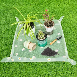 Repotting Mat for Indoor Plants 23.6 x 23.6" Waterproof Clear Potting Mat Foldable Gardening Plants Potting Repotting Tray to Control Potting Soil Indoor Plant Garden Accessories Gifts for Plant Lovers 23.6"