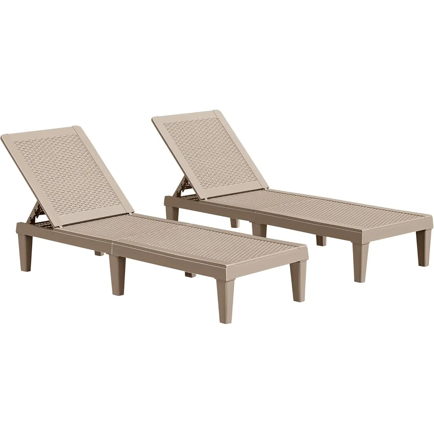 【Limited time deal】 BM-CBX Patio Chaise Lounge Chair Set of 2 Outdoor PE Waterproof Adjustable Easy Assembly Lounge Chairs for Outside Pool Garden Deck Beach (Light Brown, Set of 2)