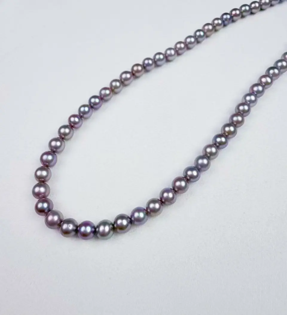 【Live】PEARLISM Pinkish Full String Necklace Freshwater Ak Pearl Round Shape Akira Pearl Necklace |5-6mm (45cm) Adjustable Classic Luxury-AFAN020
