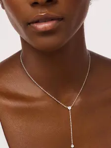 ASCOMY Y Necklace Women 14K Gold/Silver Plated Y Shape Pendant Necklace Cubic Zirconia Long Necklace Pendants Women's Jewelry