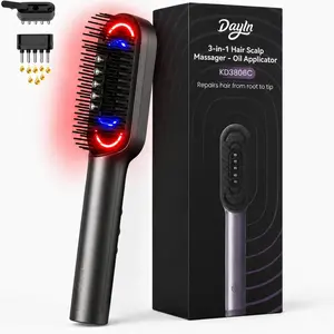 DayIn 3-IN-1 Electric Scalp Massager Hair Oil Applicator, Cordless Vibration Head Massager,  Waterproof  Red Light Hair Brush, Deep Clean Comb for Home & Travel Scalpmassager