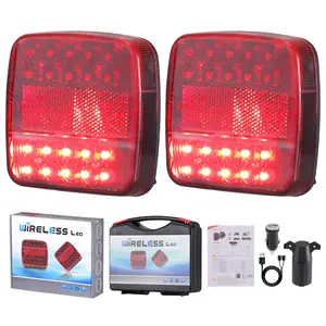 Wireless Magnetic LED Trailer Light, Ip67 Waterproof Rechargeable Wireless Trailer Tow Lights Kit with 7 Pin Plug, Tail Stop Turn Signal License Plate Lights for 12V RV Pickup Trucks Marine Boats