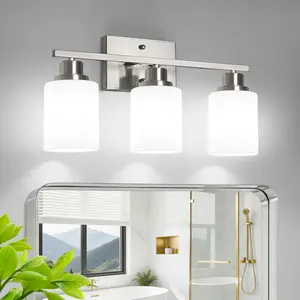 Bathroom Vanity Light for Mirror, Matte Black Wall Sconces featuring Milky White Frosted Glass Shades, Wall Lamp suitable for Living Room and Bedroom, E26 Base (Bulbs Not Included).