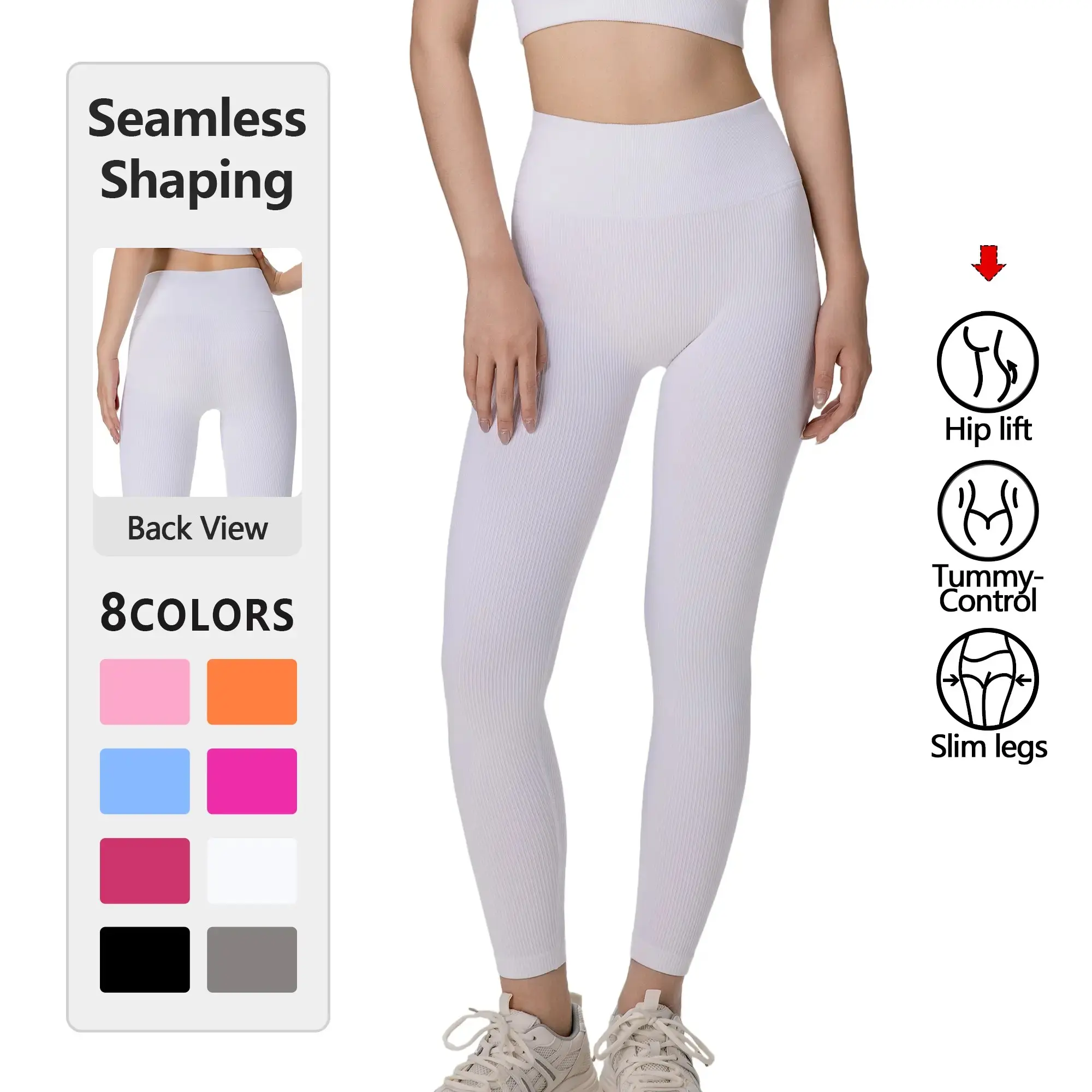 ZDNS2 Women's High-Waist Seamless Yoga Leggings - Thick Tummy Control Shapewear, Hip Lifting Slim Legs Fitness Tights, Stretchy All Seasons Sporty Sports Bottoms for Gym, Running