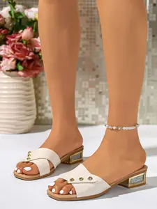 Women's Summer Fashion Open Toe Sandals, Casual Slip-On Beach Vacation Shoes, Versatile Comfortable Footwear for Ladies, PU Leather Slides