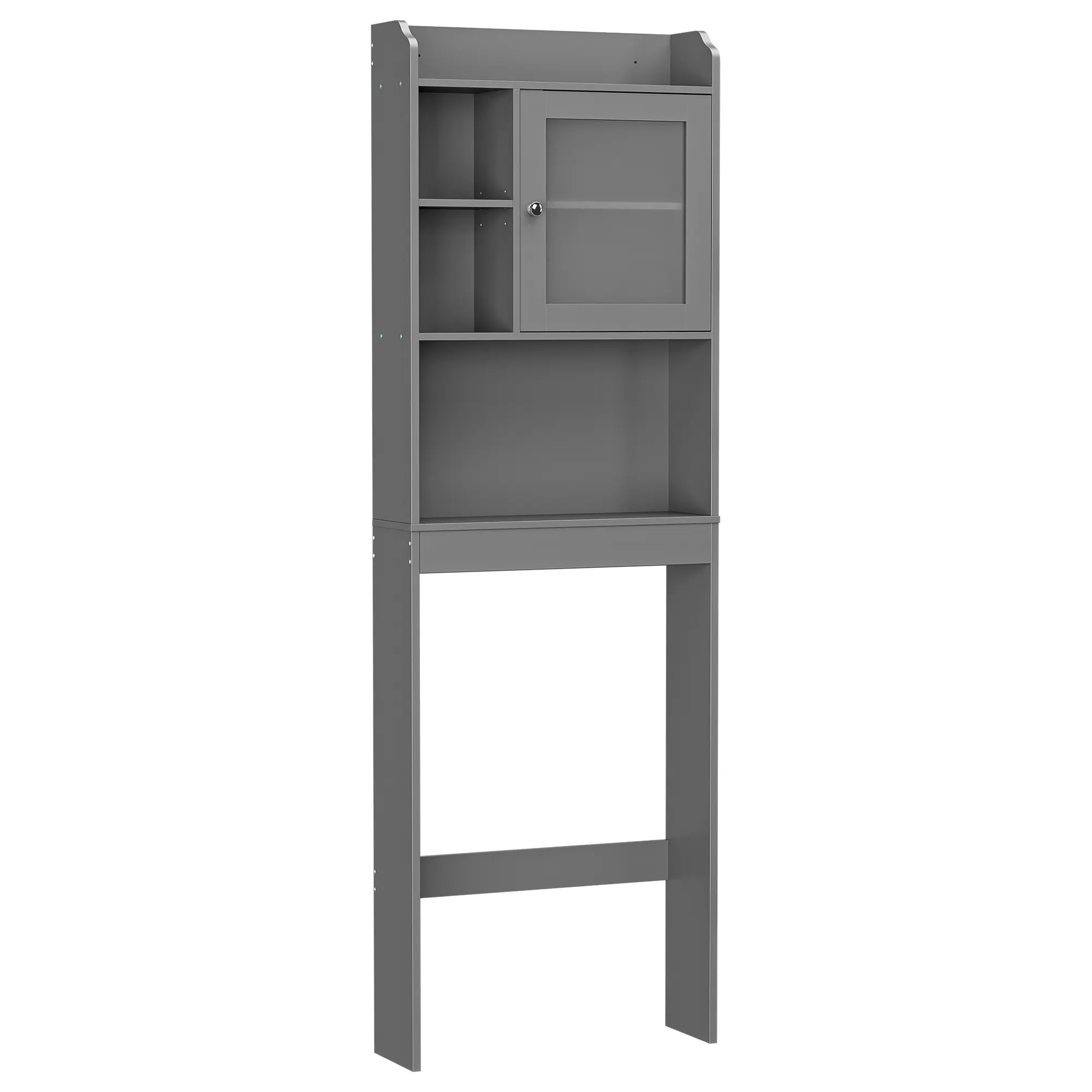 Zeny Over-the-Toilet Storage Cabinet - Gray Indoor Space-Saving Floor Cabinet with Adjustable Shelves, Multi-Shelf Bathroom Organizer with Bathroom Organizing Accessories, Space-Saving Floor Cabinets