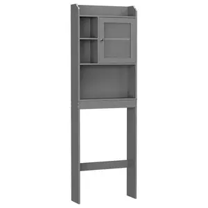 ZENY Over the Toilet Storage Cabinet Organizer Bathroom Space Saver W/ Adjustable Shelves, Gray