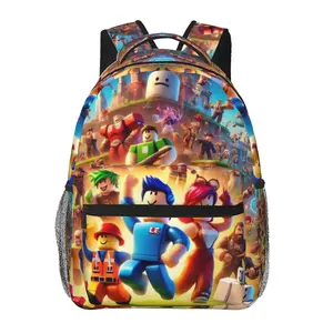 Fashion ROBLOX backpack with large capacity—ROBLOX daily commuter bag for outdoor hiking and business; cartoon casual ROBLOX merch laptop daypack/school bag for women, men, and gift giving.