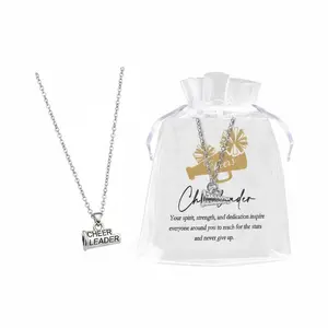Cheerleader Gifts Cheer Necklace Bulk with Personal Motivational Card Cheer Gift Cheerleading Accessories Megaphone Dance Team Necklace