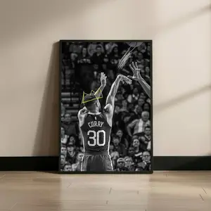 [Unframe] [Free ship]Stephen Curry Wall Art Print, Golden State Worriors Poster, NBA Basketball Decor, Black and White Sports Print for Office