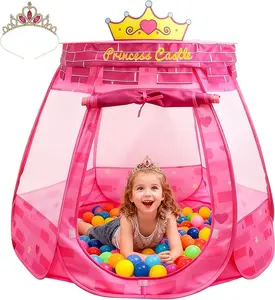 Princess Tent for Girls Kids Castle Playhouse Indoor & Outdoor Play Tent Foldable Fairy Tale Playhouse for Toddlers & Children Pink Princess Castle Toy Tent for Bedroom Backyard & Pretend Play