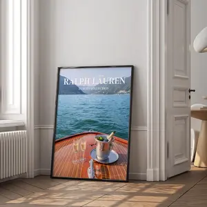 Luxury Fashion Boat Art Print, Lake Como Scene