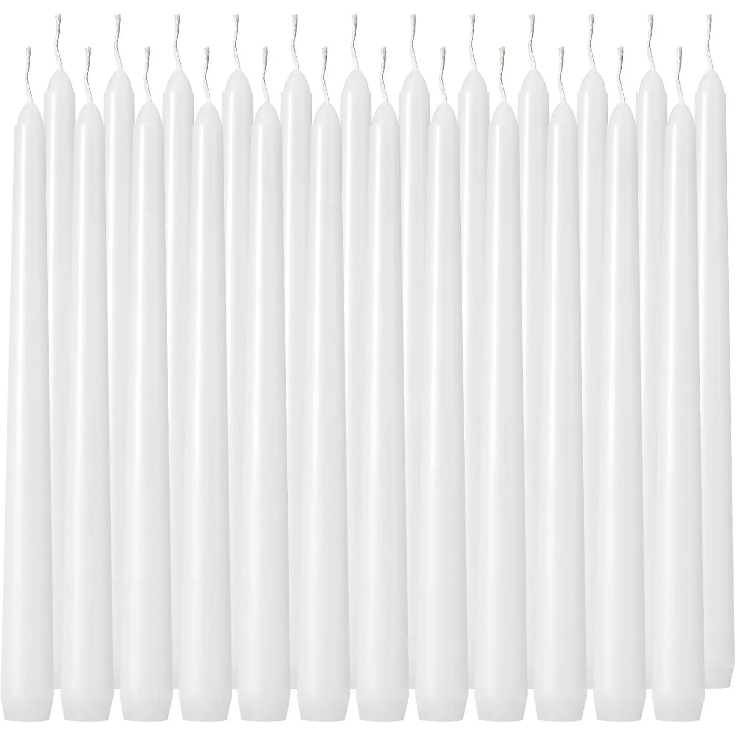 24 Pack Tall White Taper Candles, 10 inch (H) Dripless, Unscented Dinner Candle,  Taper Candles, Paraffin Wax with  Wicks, 8 Hours  Time