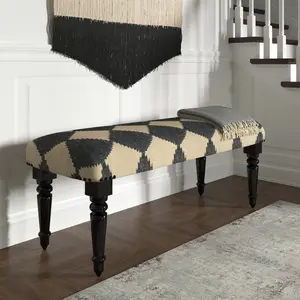 Thomas Handmade Black and Gray Checkered Accent Bench