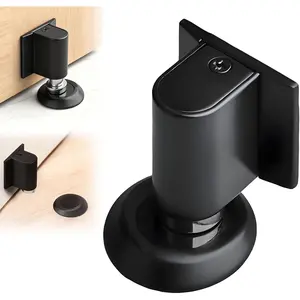 2026 New Door Wedge Stopper No Invisible Zinc Alloy Door Wall Protector Wide Compatibility Bottom of Door Keep Doors Open Black Easy Installation