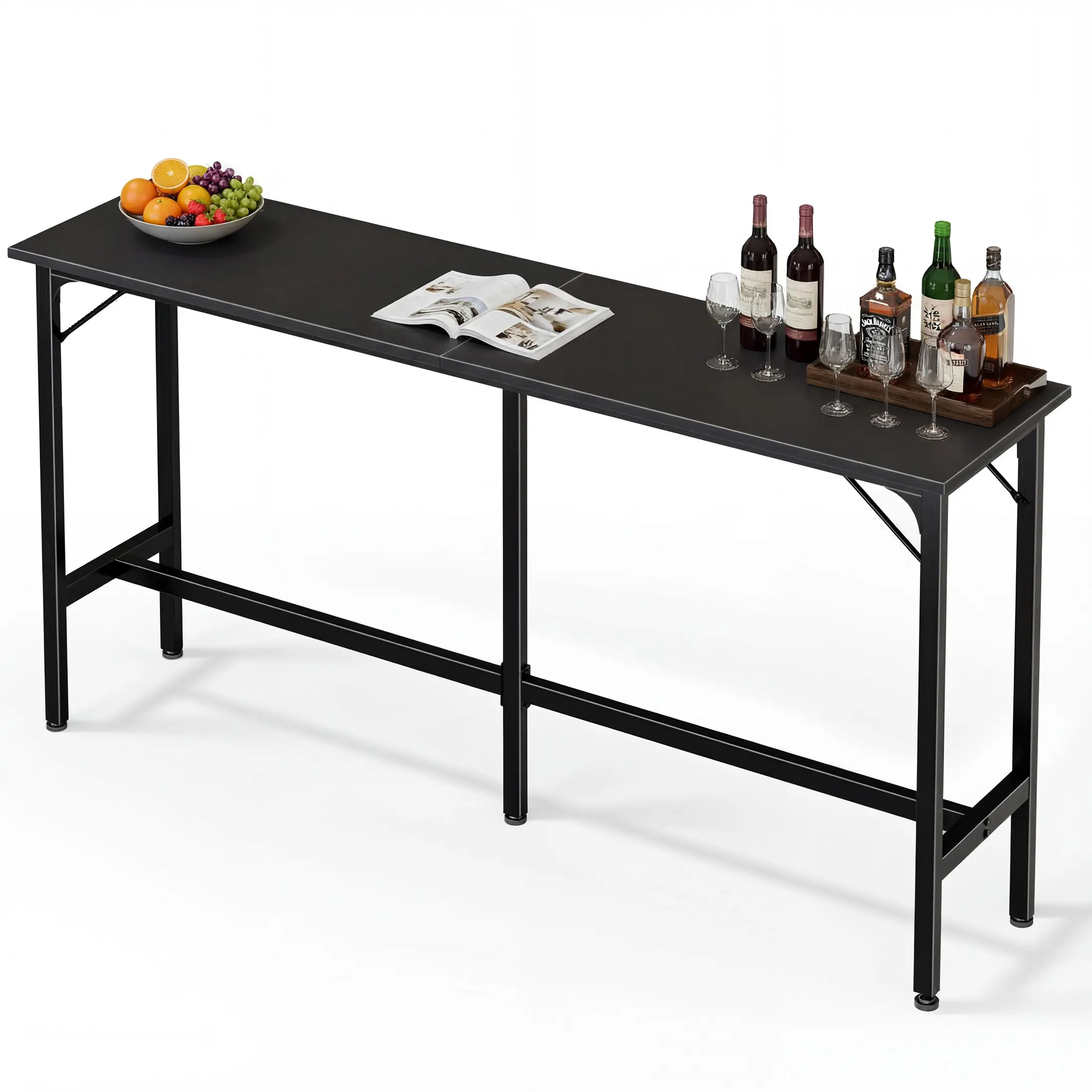 Industrial Bar Table for Kitchen, Restaurant & Bistro – 220Lbs Load Capacity, Sturdy MDF Top with Steel Frame – Adjustable Feet for Dining & Living Room