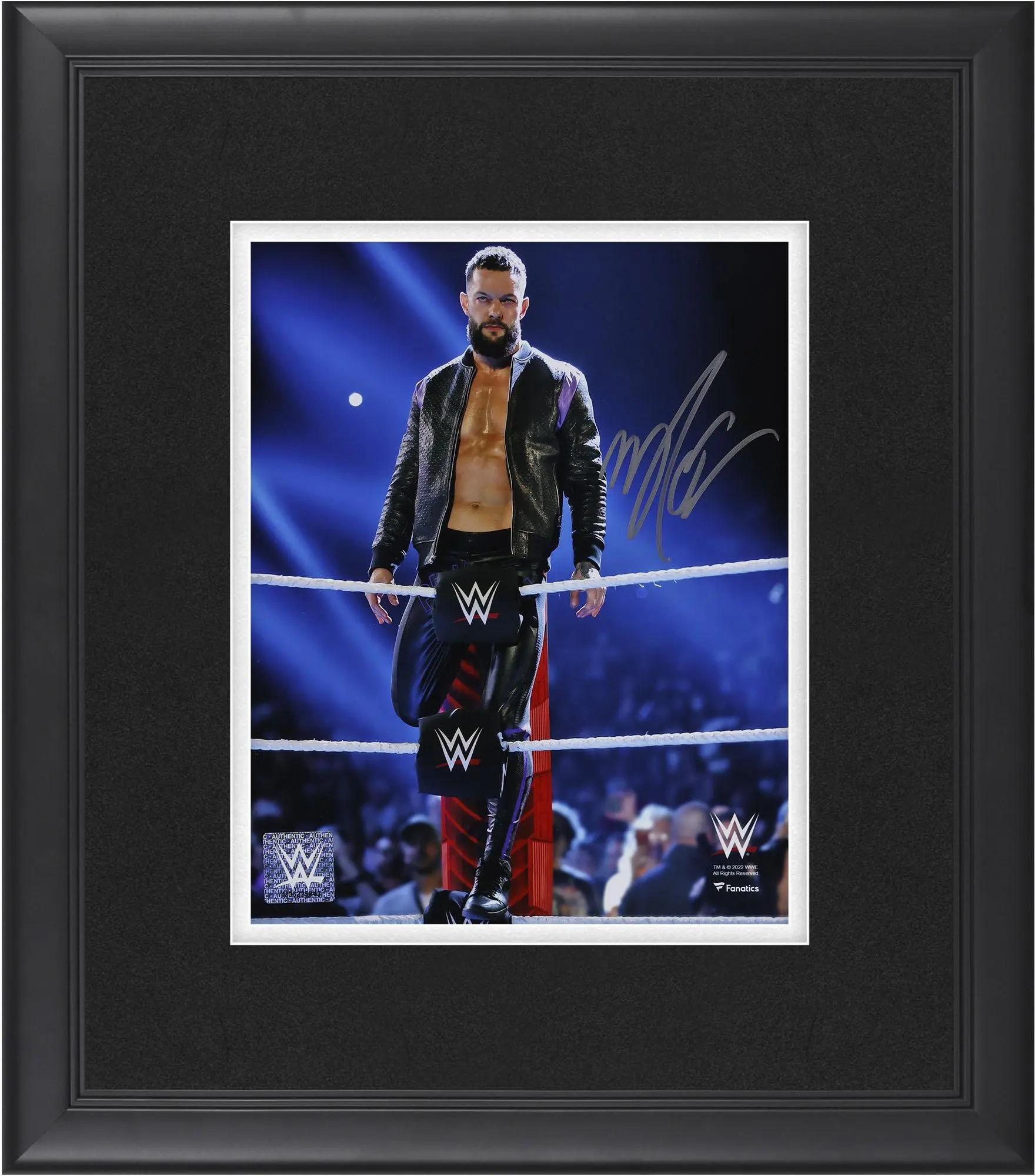 Finn Balor WWE Framed Autographed 8" x 10" Sitting on Top Turnbuckle with Jacket On Photograph - Fanatics Authentic Certified