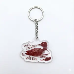 Stupid Canadian Wolf Bird Keychain, Hockey Romance Bookish Gift, Hockey Romance, Heated Rivalry & Hollanov Inspired Keychains, LGBT Keychain