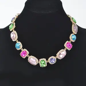 Hidden Treasures- Multi Colored Rhinestone Necklace