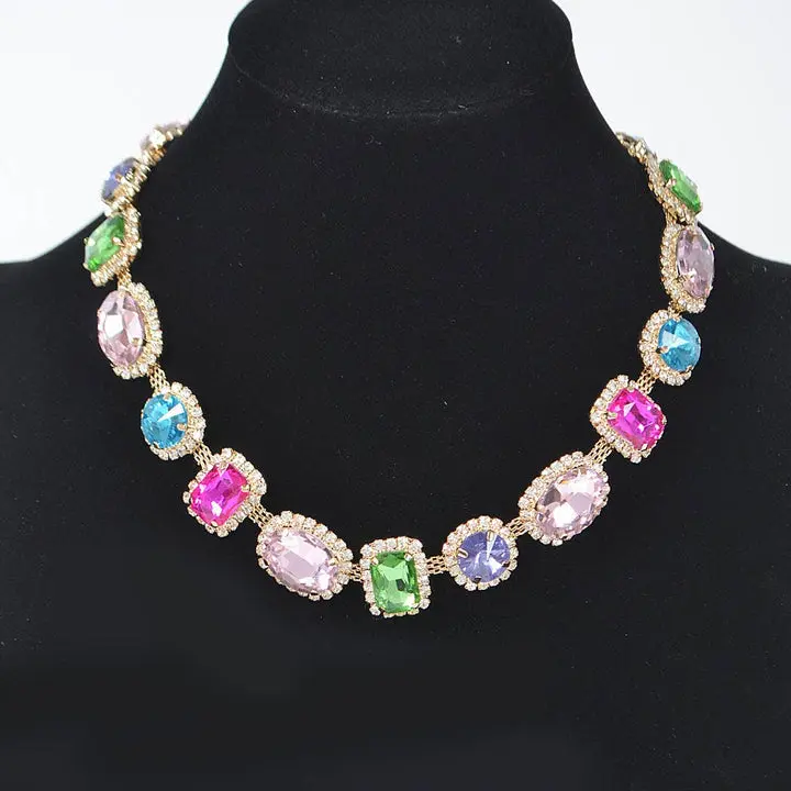 Hidden Treasures- Multi Colored Rhinestone Necklace