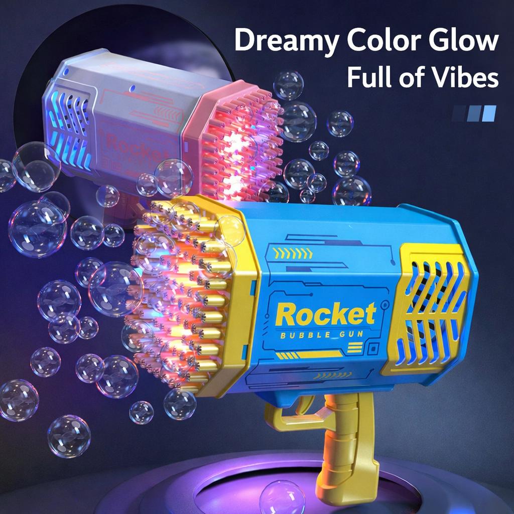 40-Hole Bubble Machine with Bubbles LED Lights Suitable for Adults, Bubble Blower for Boys Girls, - Bubble for Outdoor Indoor Parties, Birthday Wedding Gifts No Battery (With 1 Bubble Liquid)