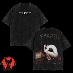 [$$$ROCKLIFE] Creed My Own Prison Washed T-Shirt, Double Printed Oversized Music Band Washed Tee, Rock Band Double Printed Washed Hoodie, Gift For Band Fan Crewneck Casual Cotton Fabric Menswear