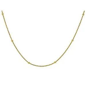 JTV 18k Yellow Gold Over Sterling Silver 3mm Bead Station Rope Link 18 Inch Chain