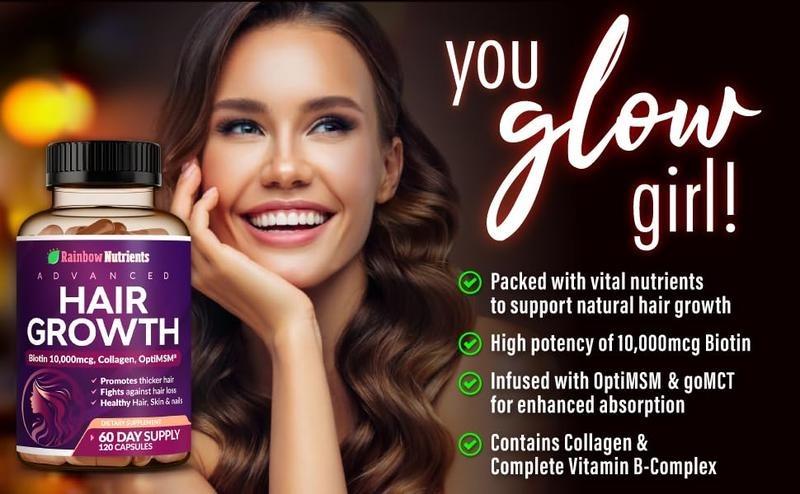 Hair Growth Vitamins for Women | Biotin 10,000mcg, Collagen, goMCT, Saw Palmetto | Naturally Regrow Stronger & Healthier Hair, Skin and Nails | Stops Hair Loss | 60 Day Supply